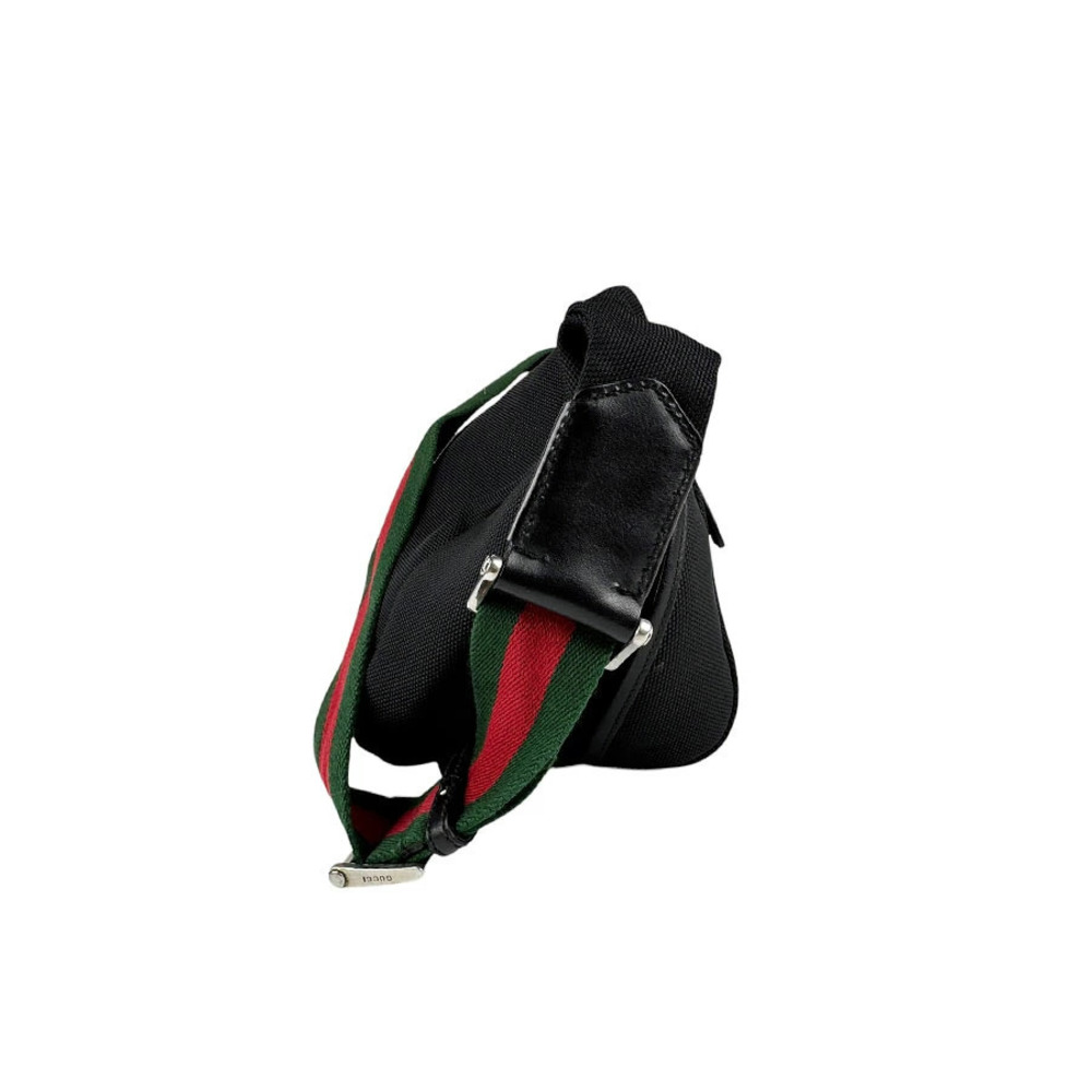Gucci Techno Belt Canvas distinctive Web striped Bag Black